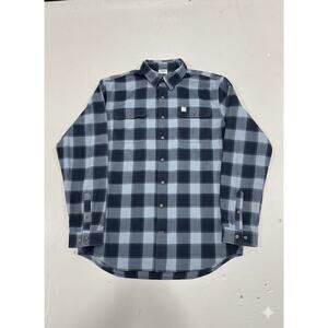 Carhartt Men's XLT Original Fit Plaid Flannel Shirt Blue Long Sleeve Heavyweight
